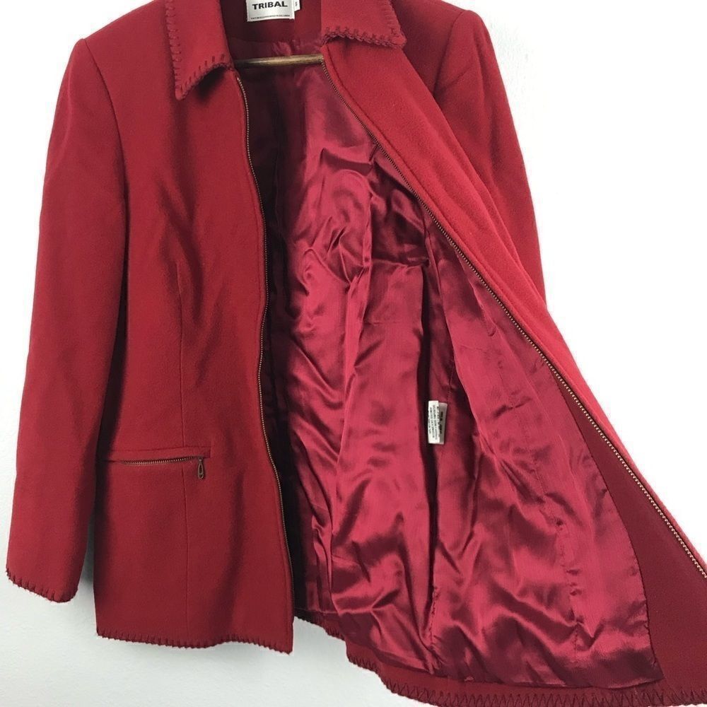 Tribal Women’s Wool Blend Red Coat Size 8 - Picture 9 of 14